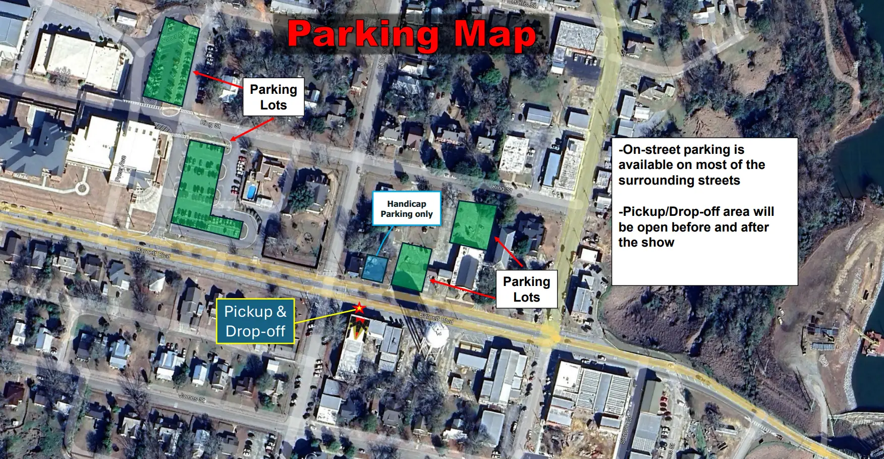map showing overflow parking locations